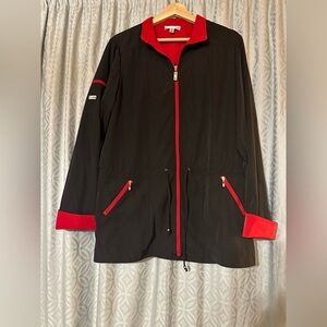 St. John Sport Women’s M Black Red Windbreaker Jacket Full Zip Lightweight Coat